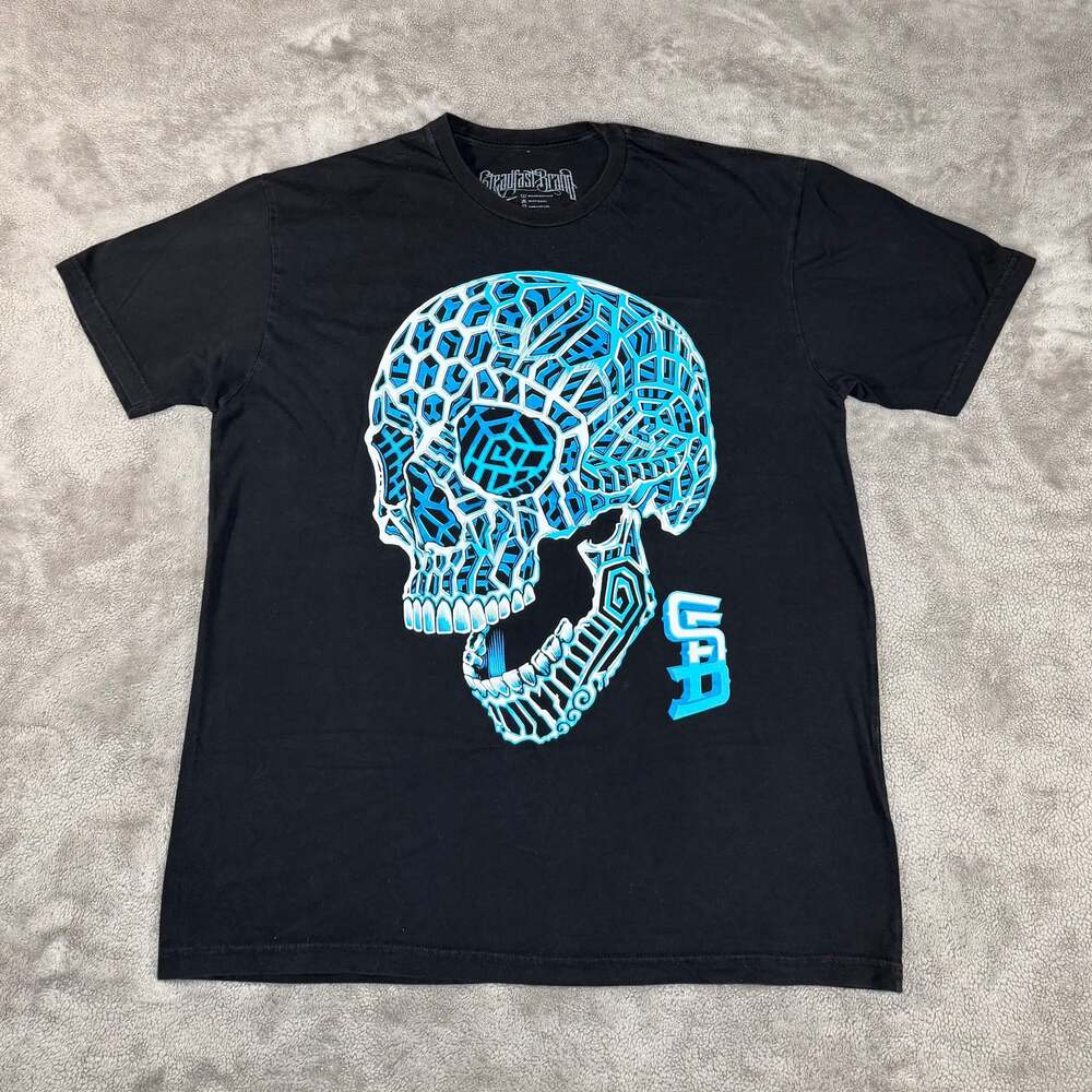 Steadfast Brand Geometric Blue Skull Graphic T-Shirt XL